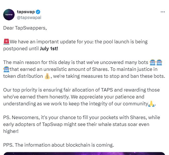 Tapswap launch date.