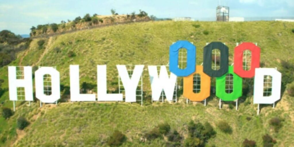 Hollywood Sign With Olympic Rings