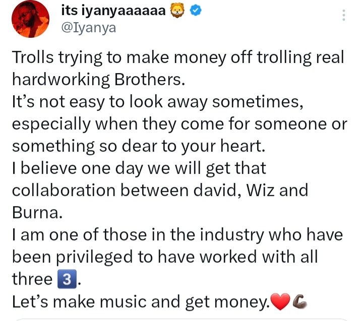 Singer, Iyanya tweets for a song unity