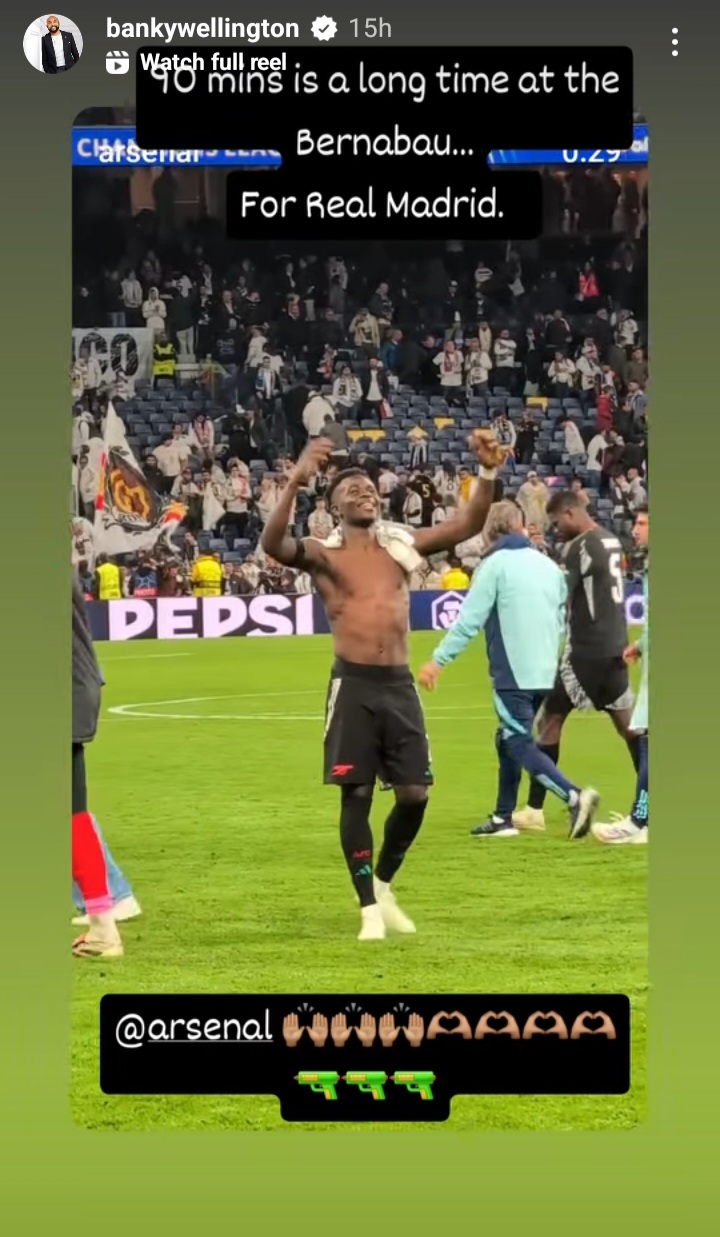 Banky W celebrates Arsenal victory 