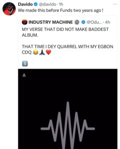 Davido Reacts as Odumodu Blvck shares his verse that didn't make it to '5ive' album