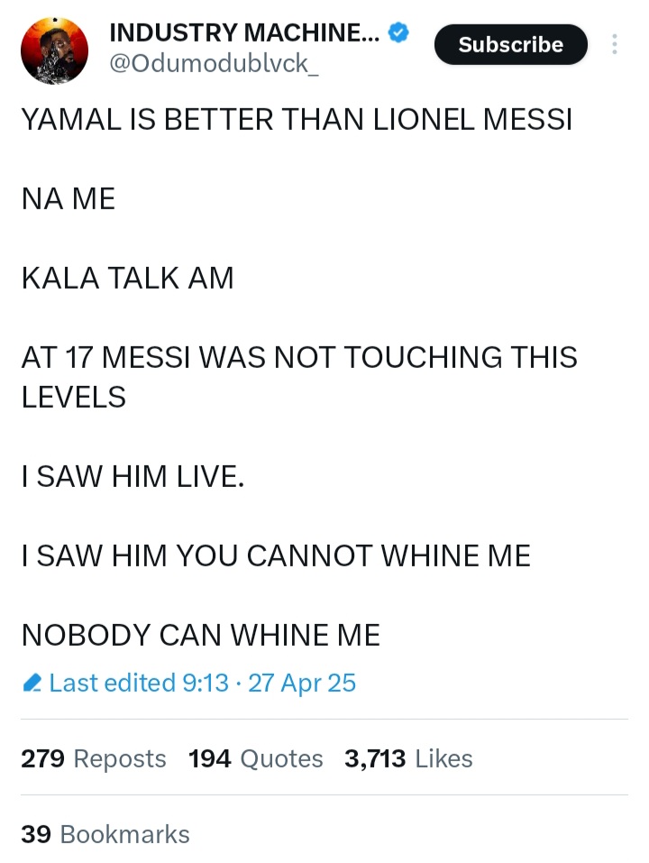 Odumodu Blvck on Yamal and Messi