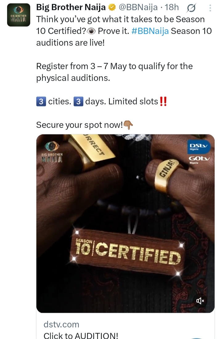 BBNaija Season 10 Audition is Live