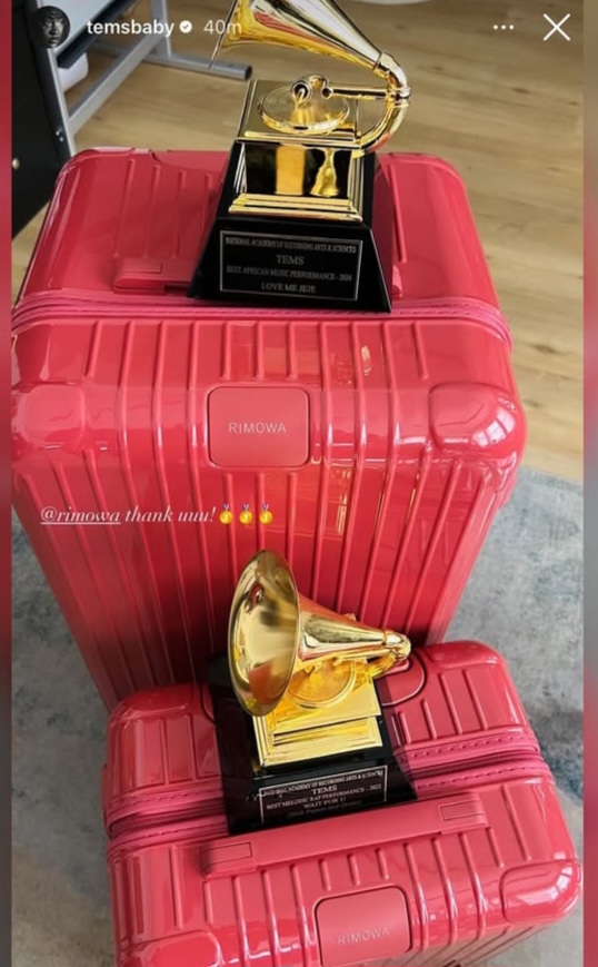 Tems Flaunts Her 2 Grammy Awards