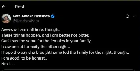Kate Henshaw slams troll 