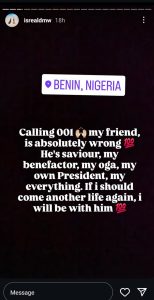 Israel DMW showers praises on Davido