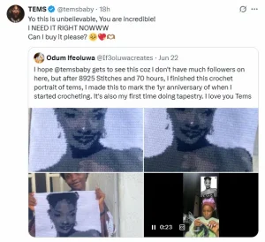 Tems surprises a fan