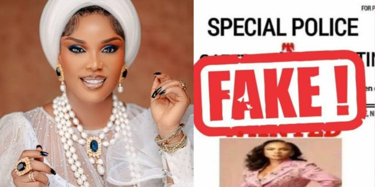Police Debunk Viral ‘Wanted’ Poster of Iyabo Ojo as Fake News