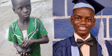 Sunday smiling at a graduation ceremony in Lagos.