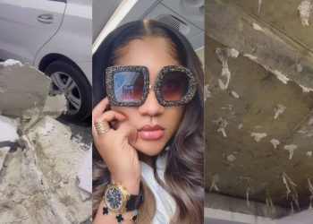 Nkechi Blessing Escapes Unhurt as POP Ceiling Collapses in Lekki Home [VIDEO]