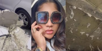 Nkechi Blessing Escapes Unhurt as POP Ceiling Collapses in Lekki Home [VIDEO]
