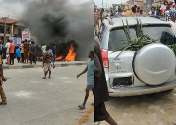 Protesters block Lekki-Epe Expressway after police shooting in Onosa, Ibeju Lekki, Lagos
