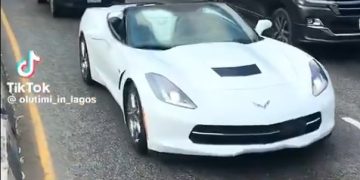 Frank Edwards driving supercar in Lagos streets
