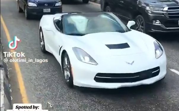 Frank Edwards driving supercar in Lagos streets