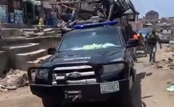LAWMA enforcement team conducting raids on cart pushers along Lagos-Badagry Expressway