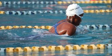 Team Lagos swimmer at the 9th National Youth Games in Asaba, Delta State.