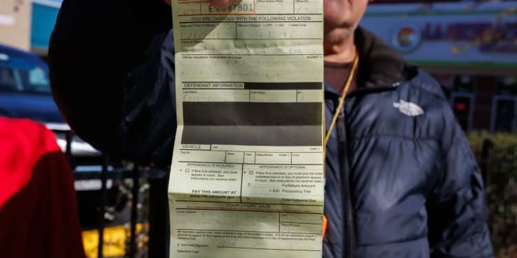 Image of a $130 citation/ticket issued by ICE agents to a legal resident in Chicago for not carrying proof of registration.