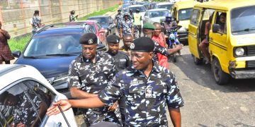Lagos Commissioner of Police CP Olohundare Jimoh overseeing tinted glass enforcement operation