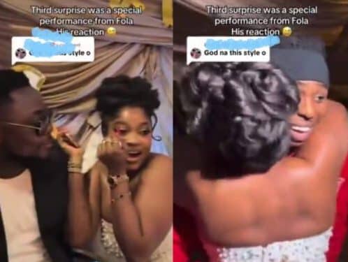 Bride Steals the Show as She Jumps Up to Hug Singer Fola at Her Own Wedding Anniversary