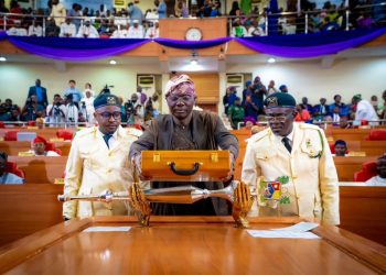 Lagos Governor Babajide Sanwo-Olu presenting the 2026 budget to the State House of Assembly
