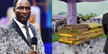 Prophet Jeremiah Fufeyin Lays Late Mother to Rest in Gold-Plated Casket Reportedly Worth ₦150 Million [VIDEO]