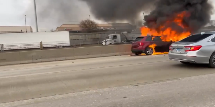 Car Fire Shuts Down Lanes on I-94 Near 87th Street